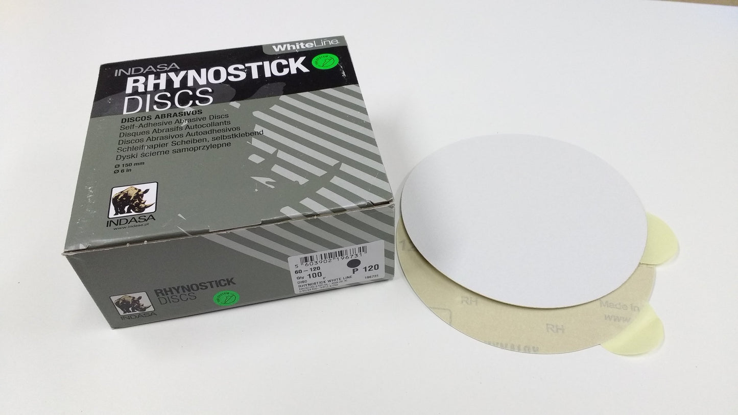 6" RHYNOSTICK White Line Self Adhesive Discs